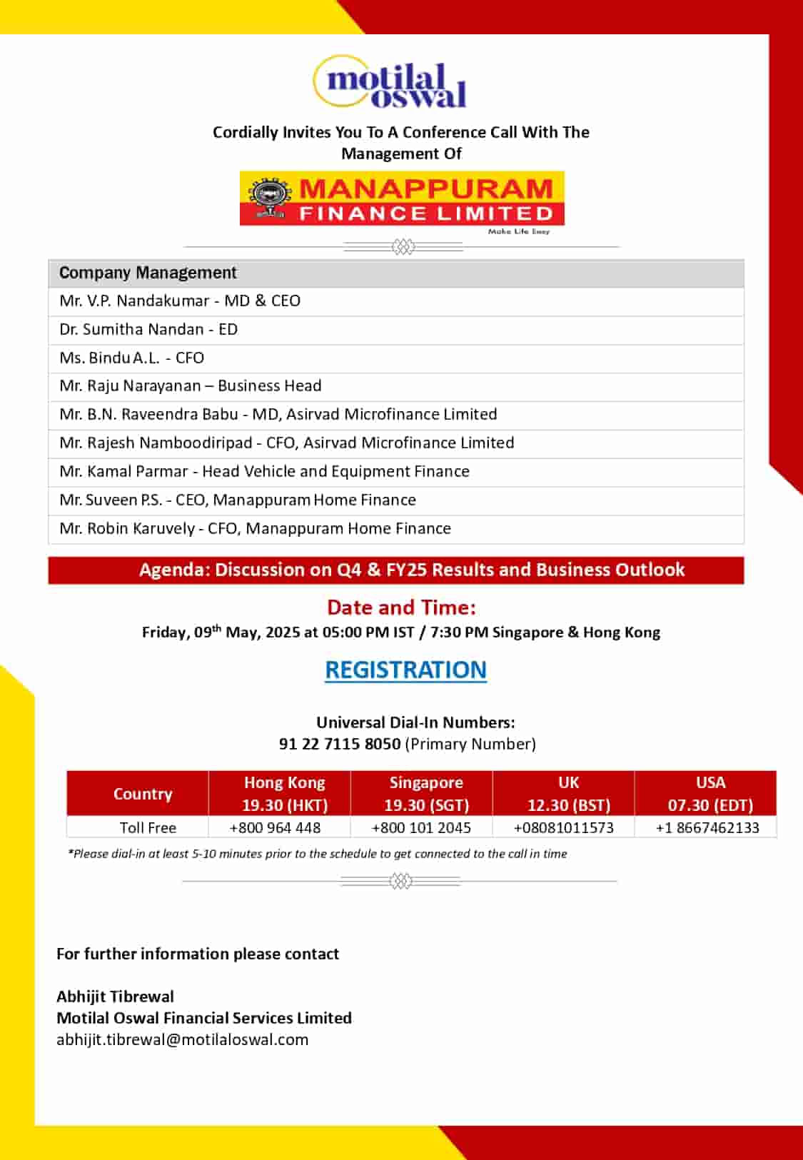 Manappuram concall invite Q4FY25
